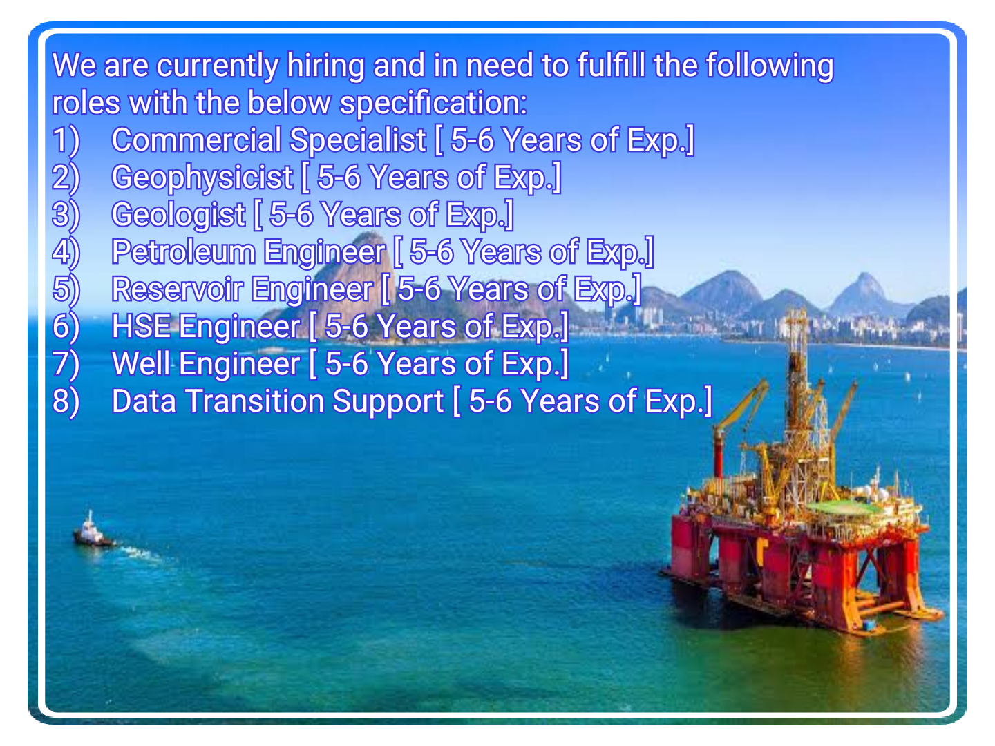 Geologist, Petrolium, Reservoir, HSE, Well & Data Transition Engineer Jobs