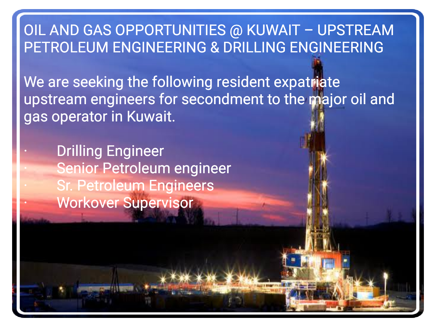 Drilling, Petroleum & Workover Engineer Jobs