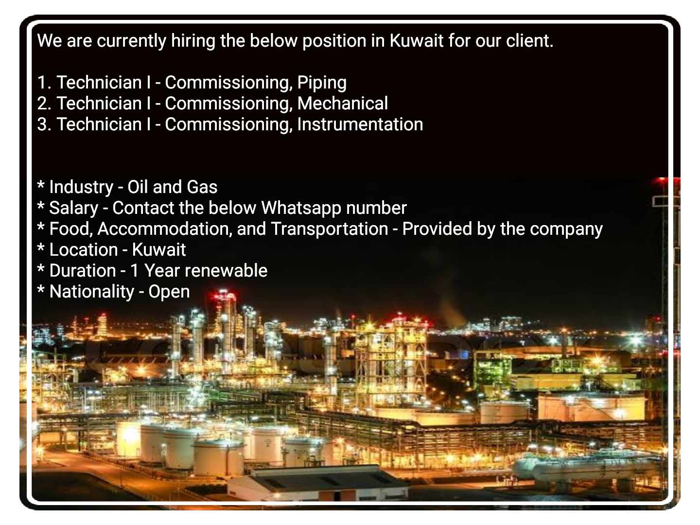 Technician Commissioning Piping, Mechanical & Instrumentation Jobs