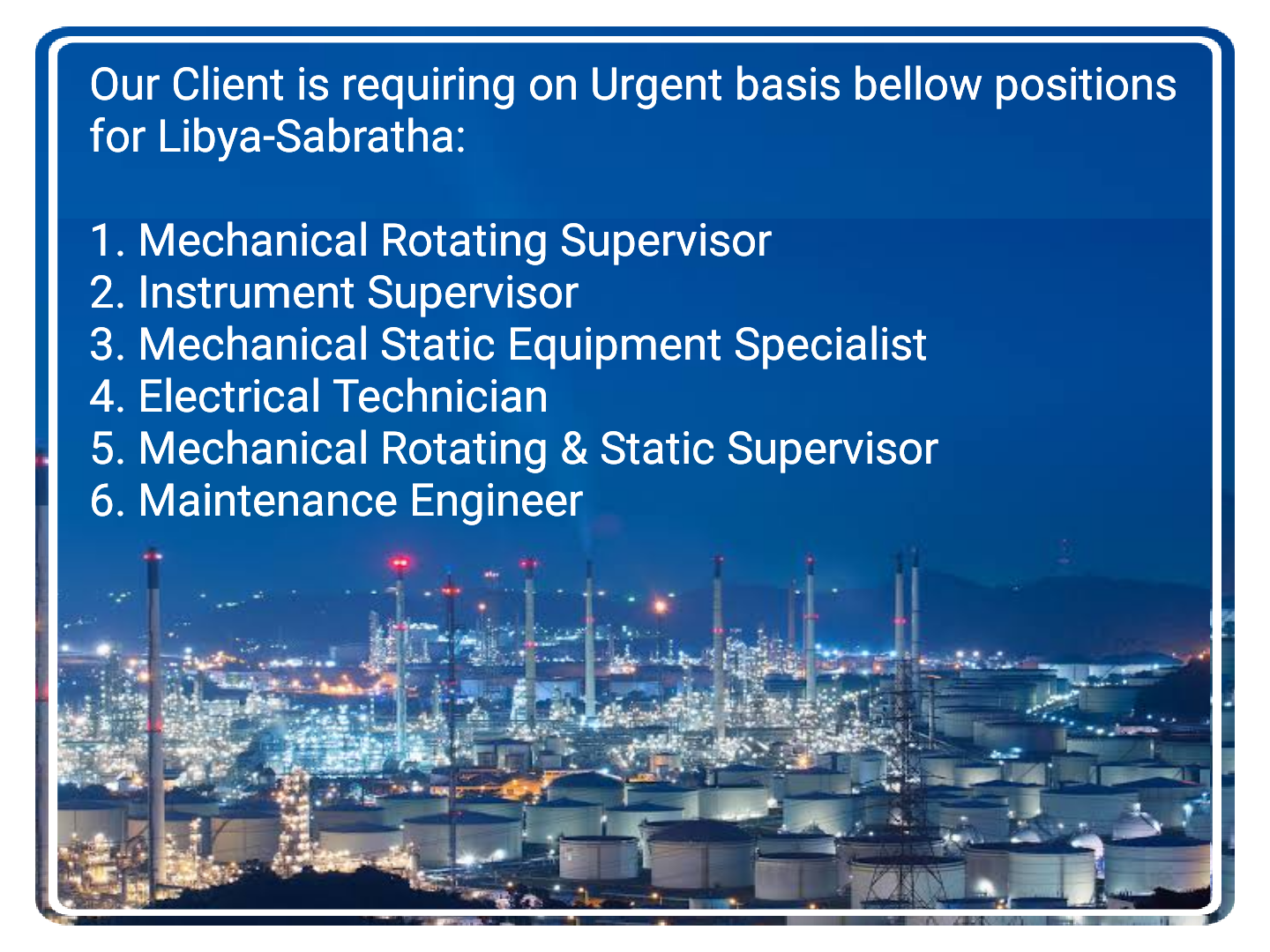 Mechanical Rotating/Static Engineer, Electrical & Maintenance Engineer Jobs