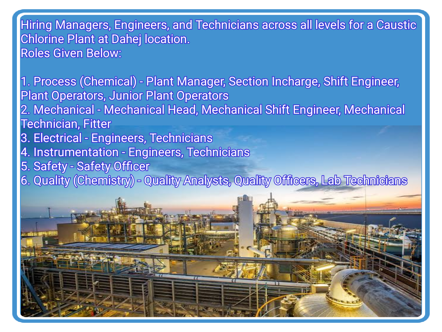 Process, Mechanical, Electrical, Instrument, Safety Officer & Quality Engineer Jobs