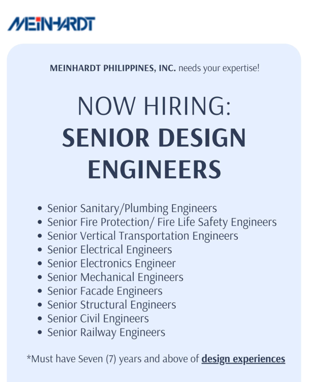Senior Fire, Electrical, Mechanical, Structural, Civil & Railway Engineer Jobs