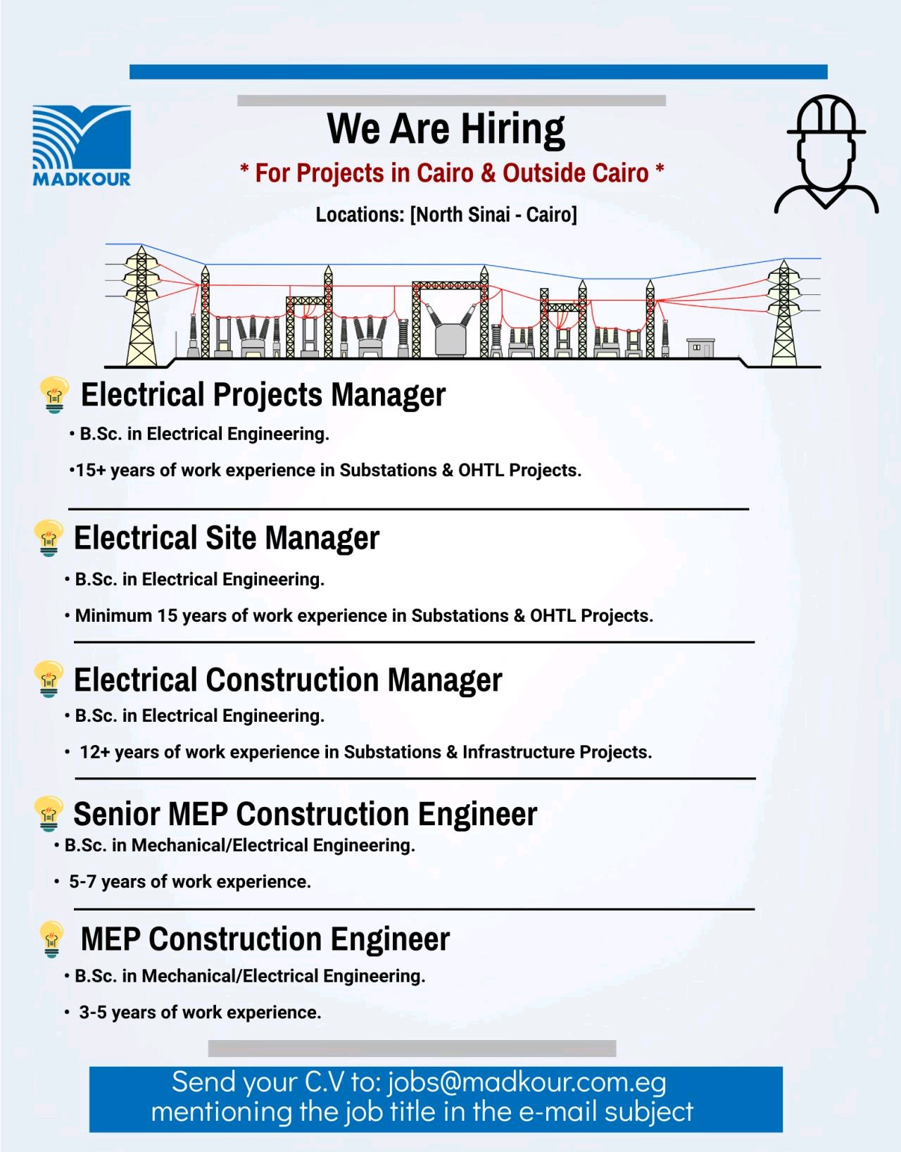 Electrical, Project, Construction & MEP Construction Engineer Jobs