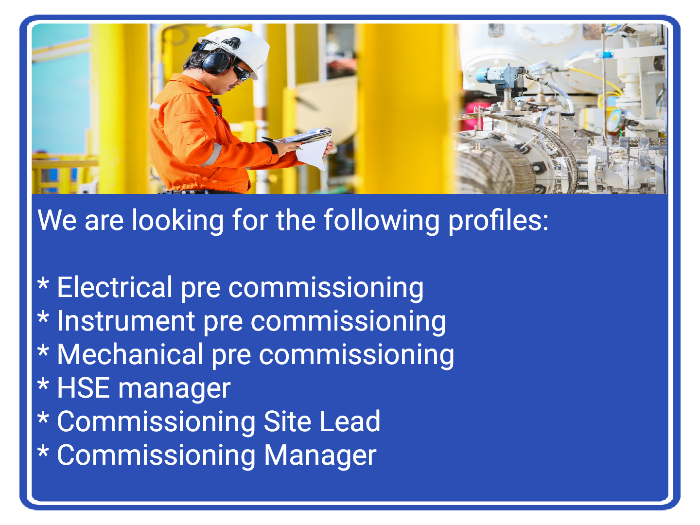 Commissioning jobs pre 