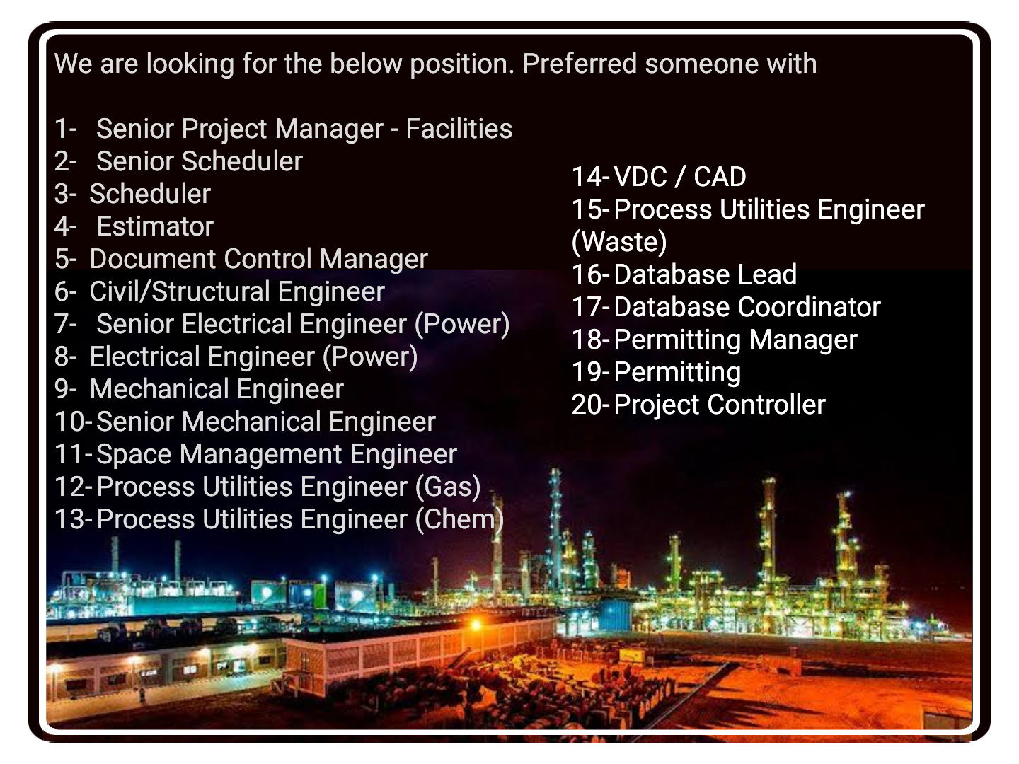 Electrical, Mechanical, Document Controller, Civil/Structural, Process & Project Controller Jobs