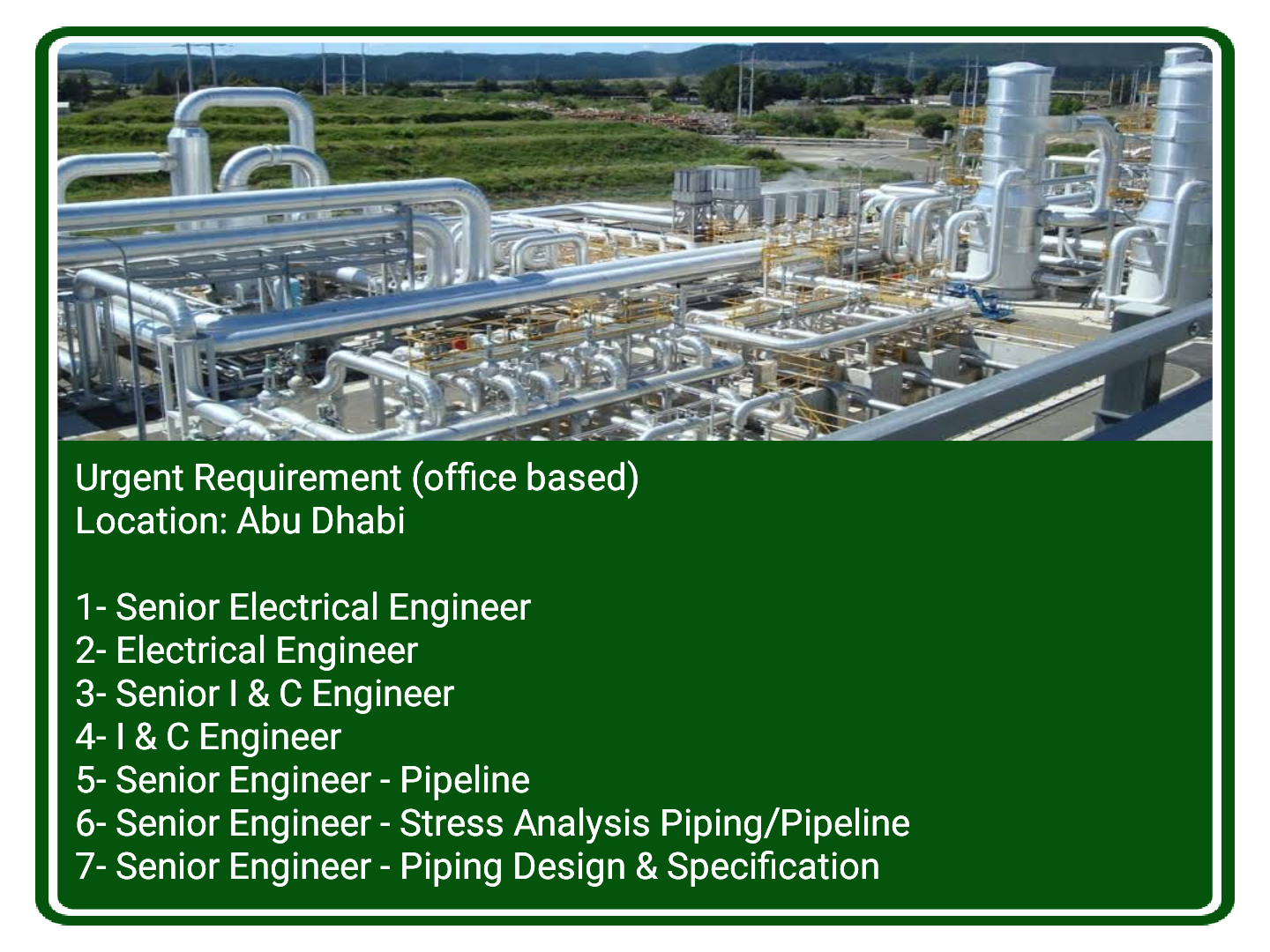 Electrical, Instrument & Piping Engineer Jobs