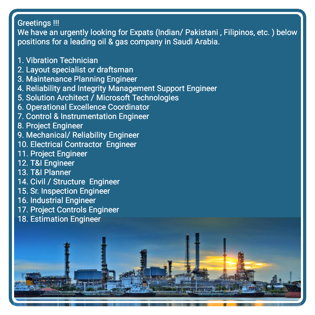 Multiple Oil & Gas Jobs, Saudi Arabia