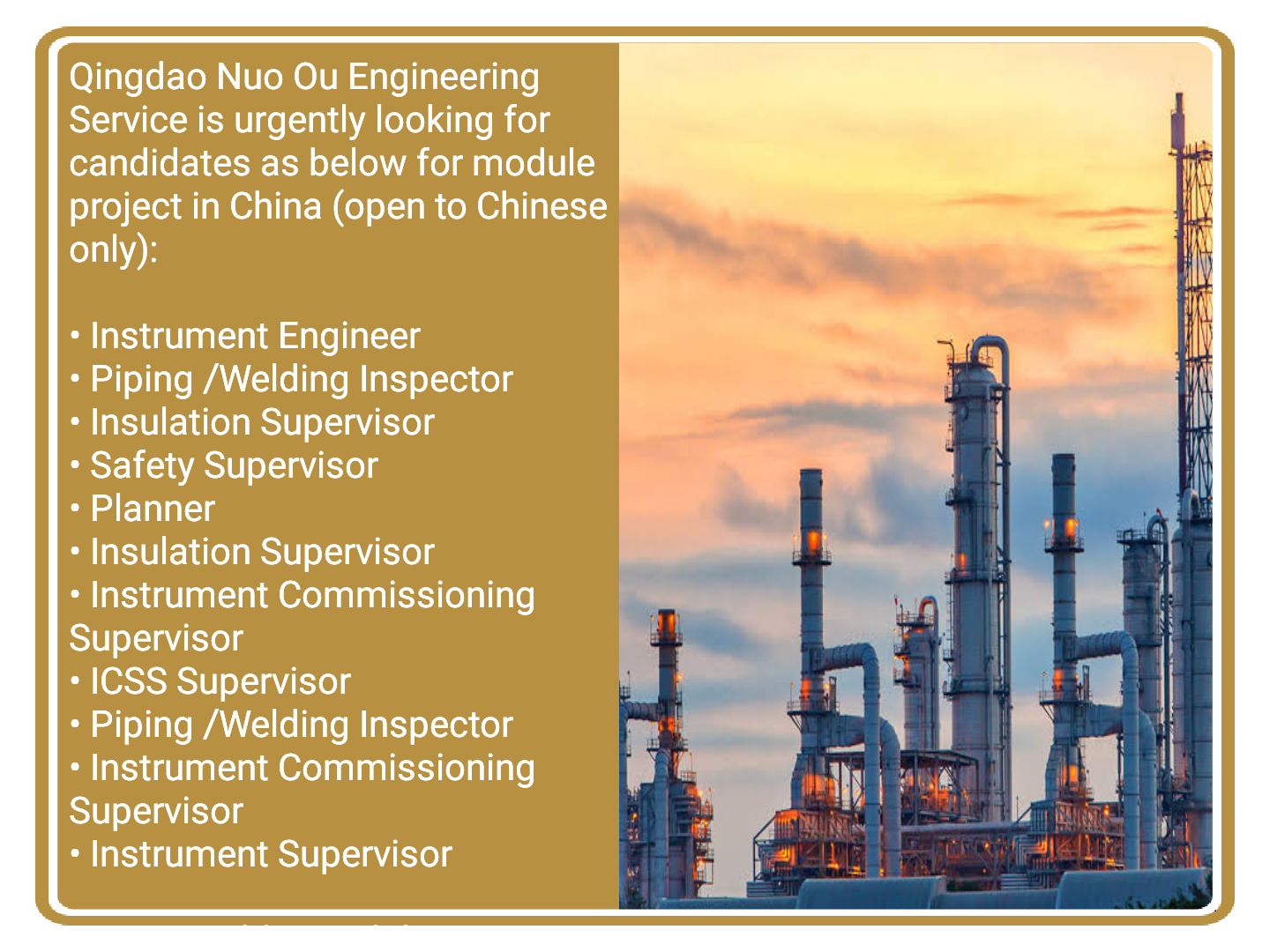 Module Project Jobs, China