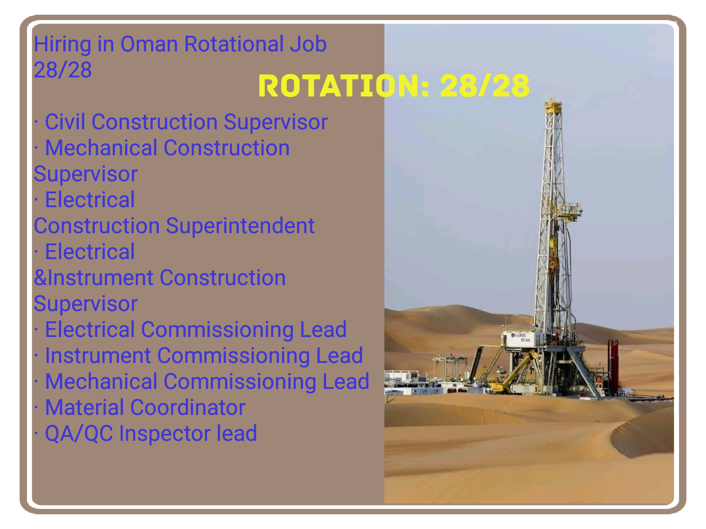 Mechanical, Electrical, Instrument Commissioning Lead & QAQC Inspector Lead Jobs