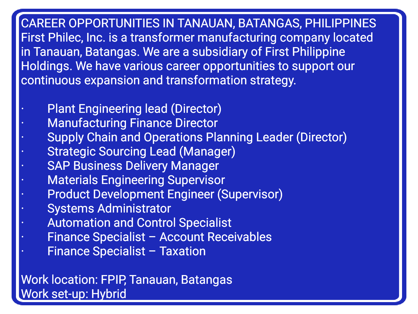Philipines Job Openings