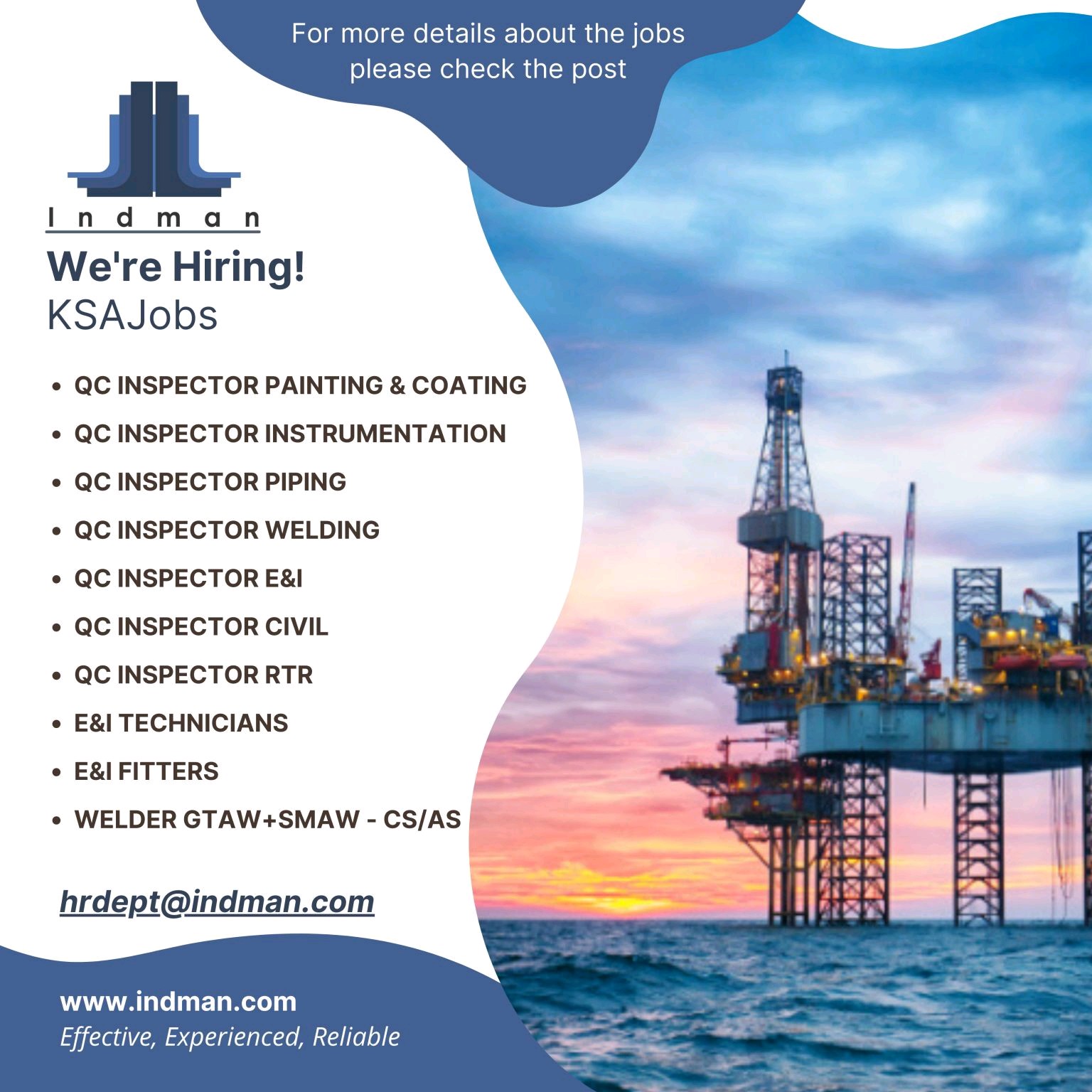 QC Inspector Painting, Welding,  Instrument, Piping,  Electrical & Civil Jobs