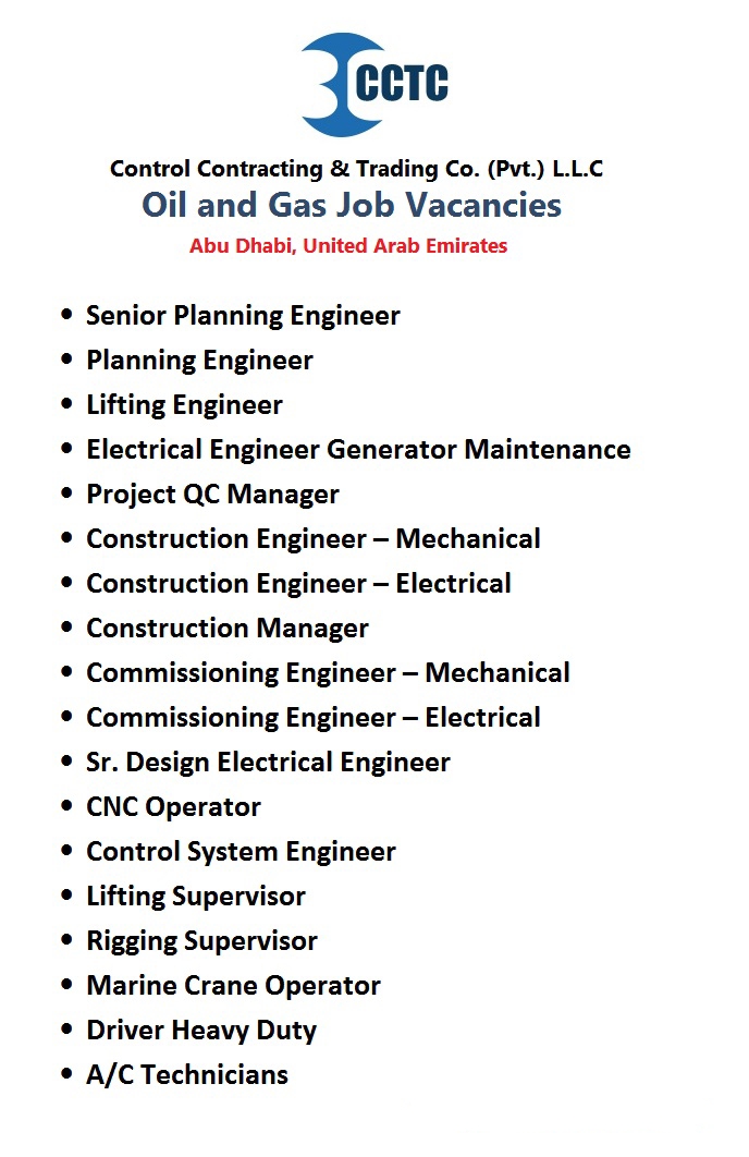 Mechanical, Electrical, Commissioning, Construction Engineer, Lifting, Rigging Supervisor & QC Manager Jobs