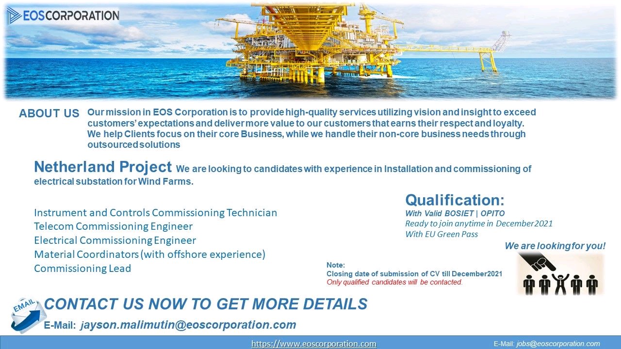 Instrument & Control, Telecom, Electrical Commissioning Engineer & Material Coordinator Jobs