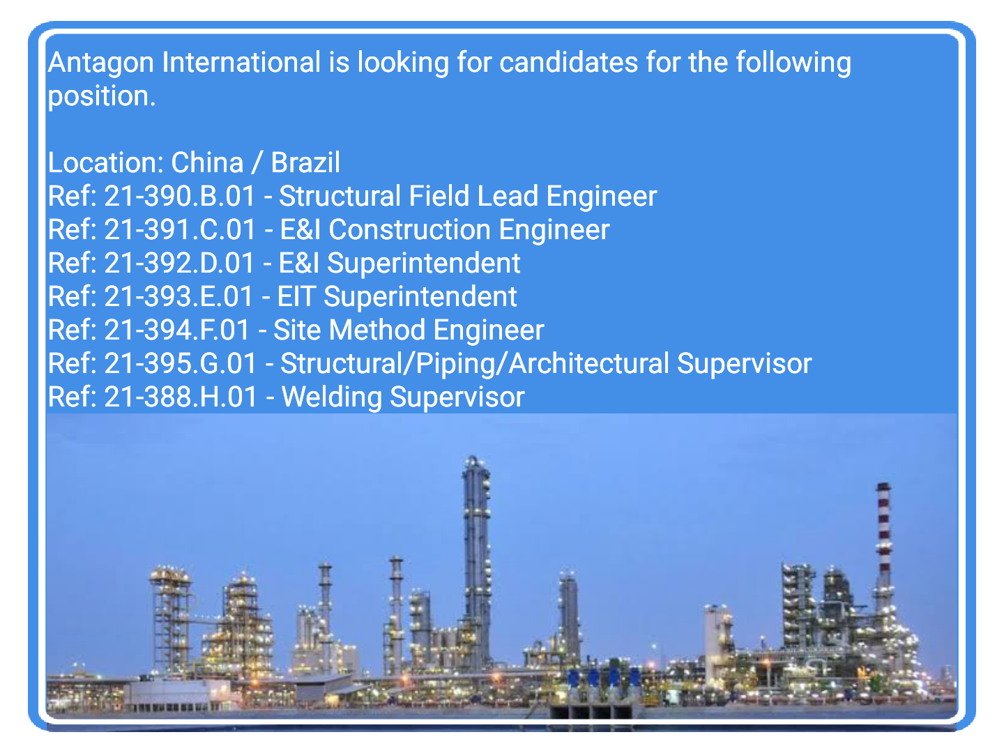 Structural, E&I, Piping & Welding Engineer Jobs