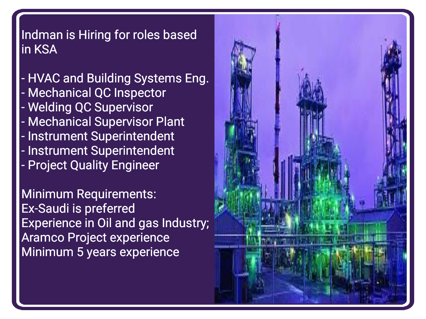 Mechanical, Instrument, Welding & Project Quality Engineer Jobs