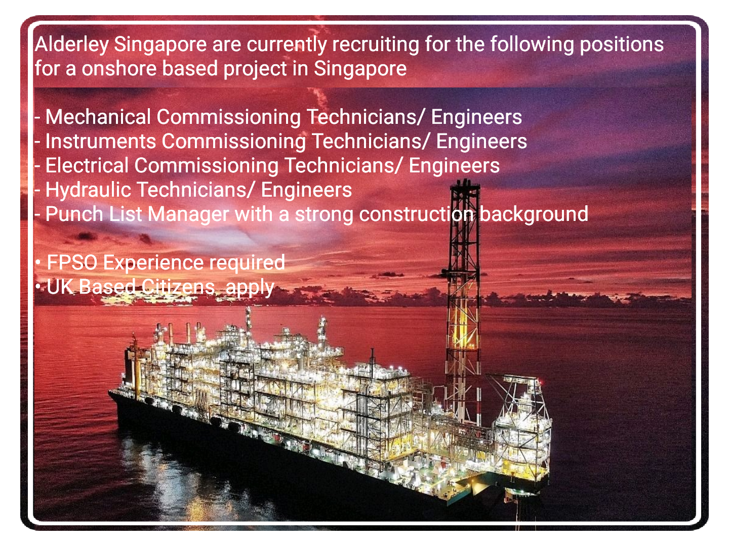 Mechanical, Instrument, Electrical Commissioning Technician & Engineer Jobs