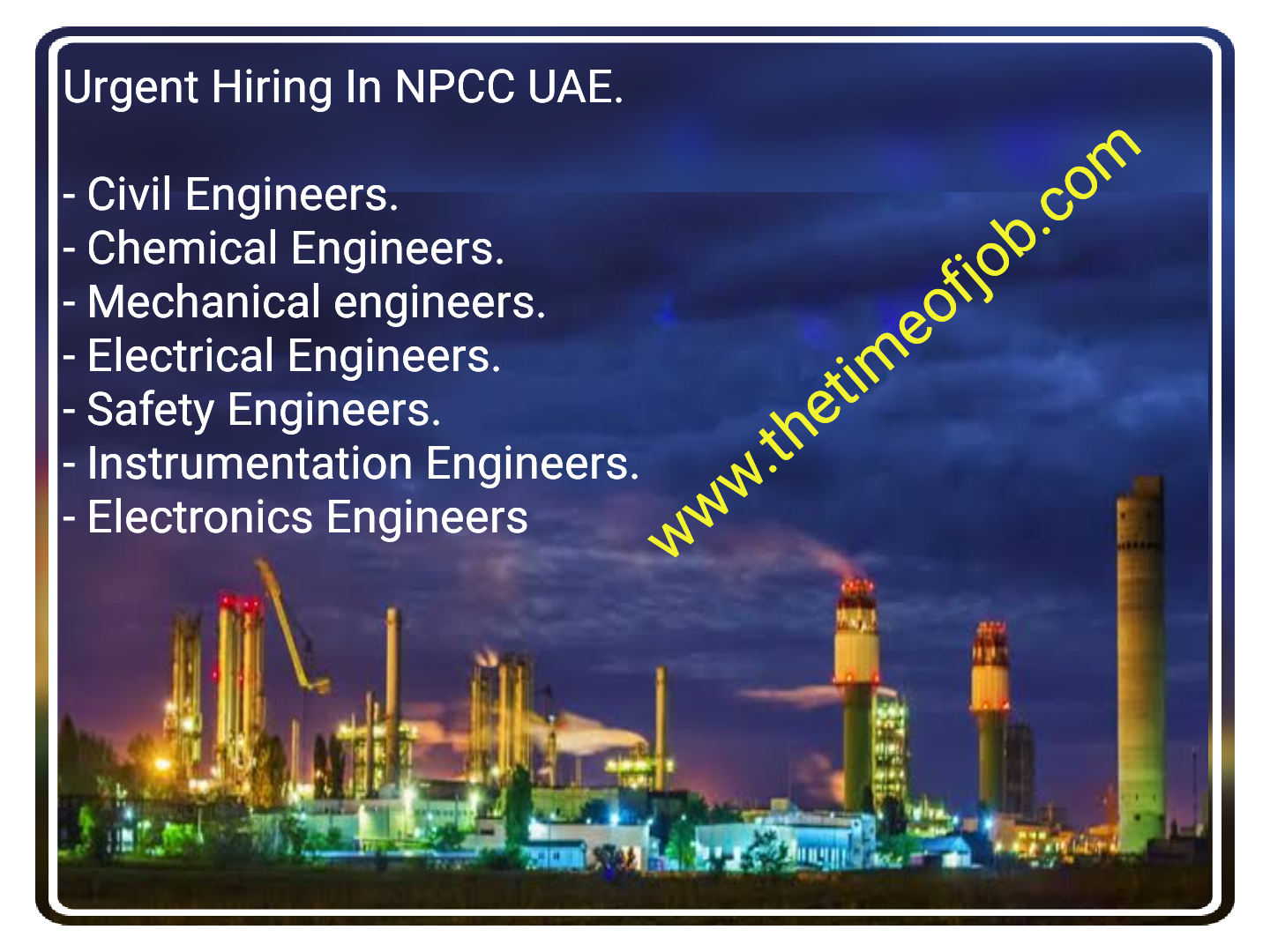 Civil, Chemical, Mechanical, Electrical, Instrument & Safety Engineer Jobs