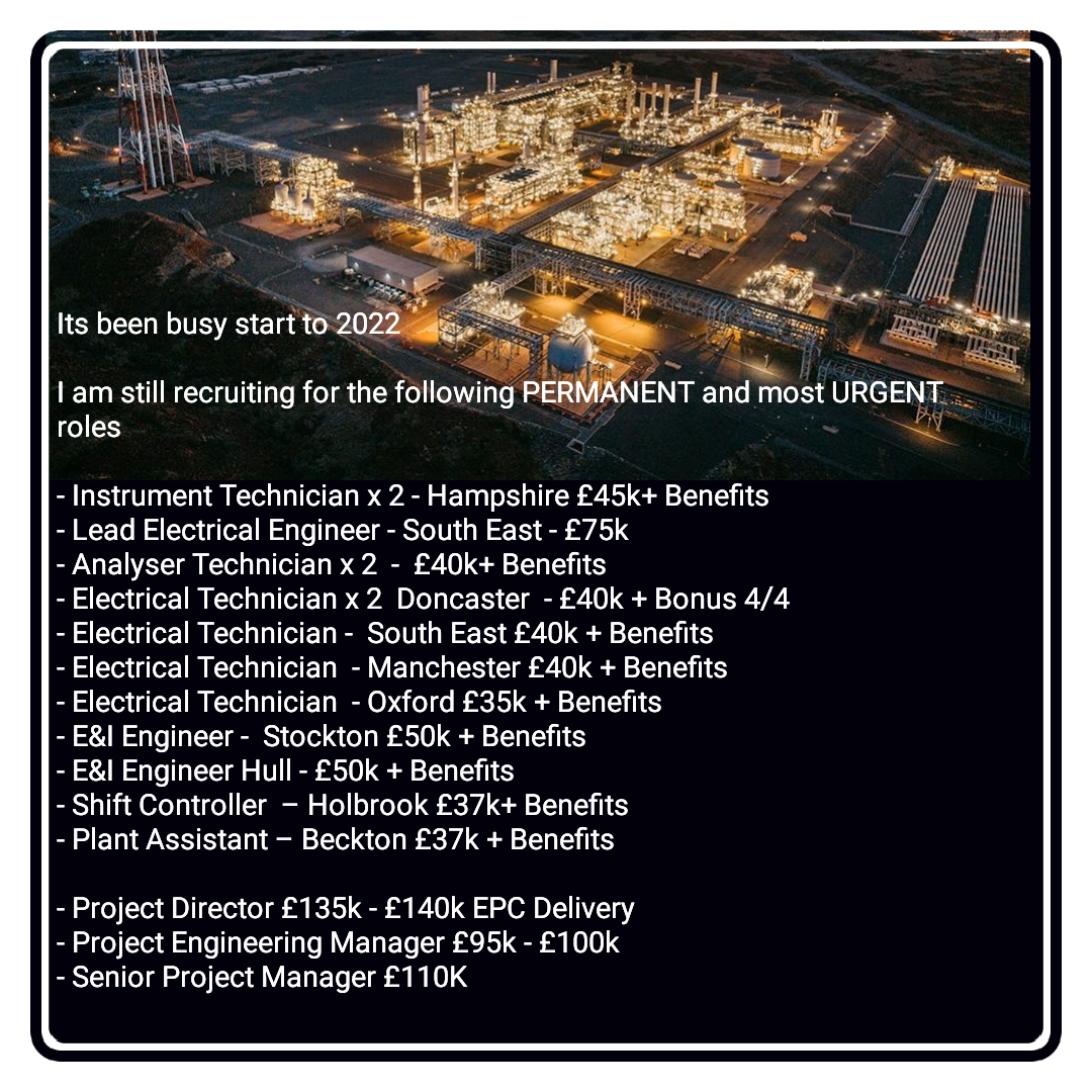 E&I Hull, Electrical, Instrument, Project Engineer & Plant Operator Jobs