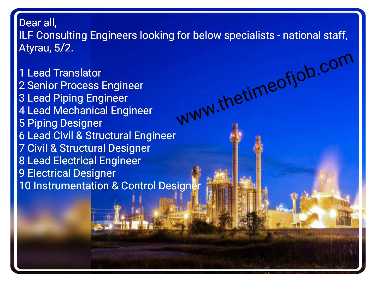 Process, Piping, Mechanical, Electrical, Instrument, Civil & Structural Senior & Lead Engineer Jobs