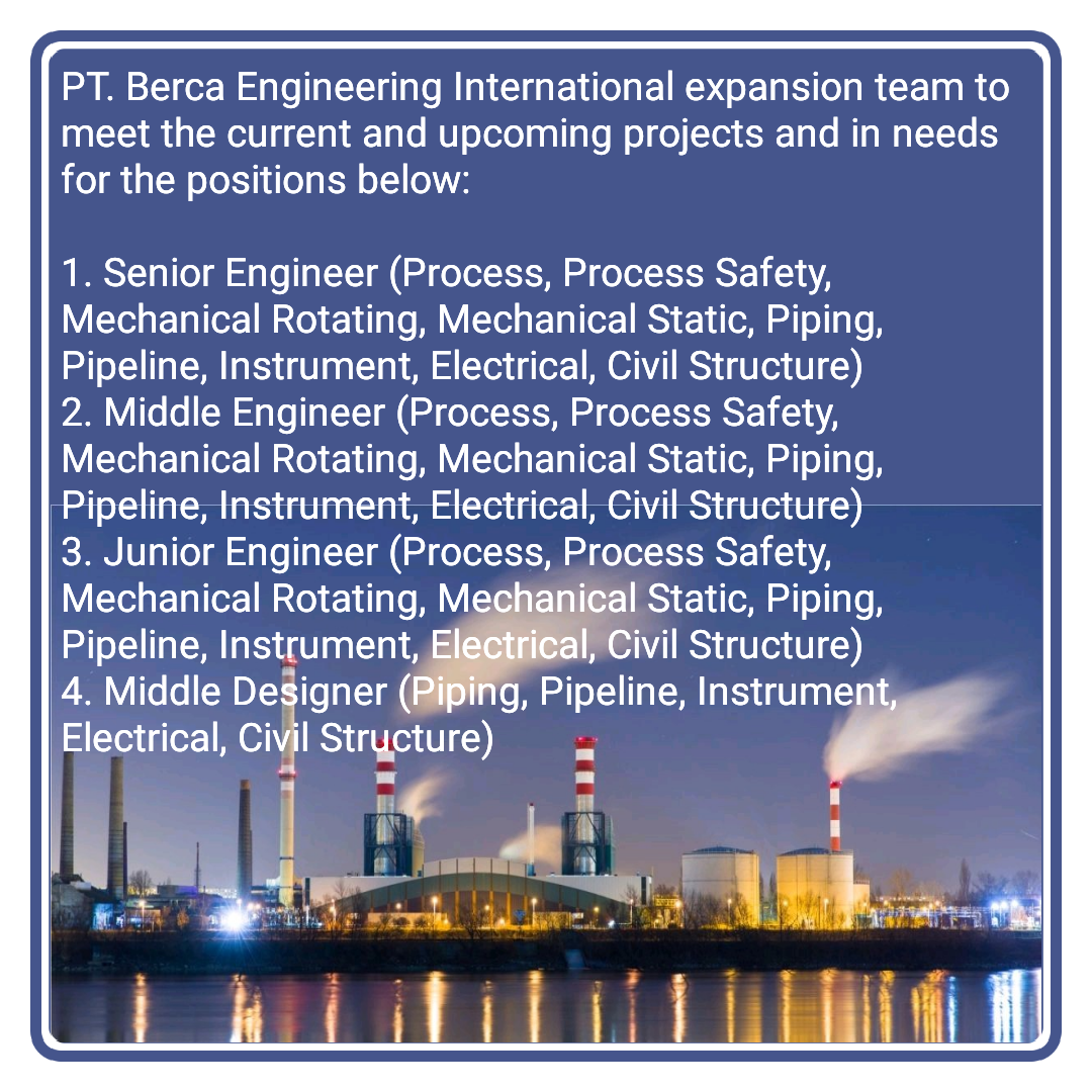 Senior & Junior Process, Mechanical, Electrical, Instrument, Piping, Civil & Structural Engineer Jobs