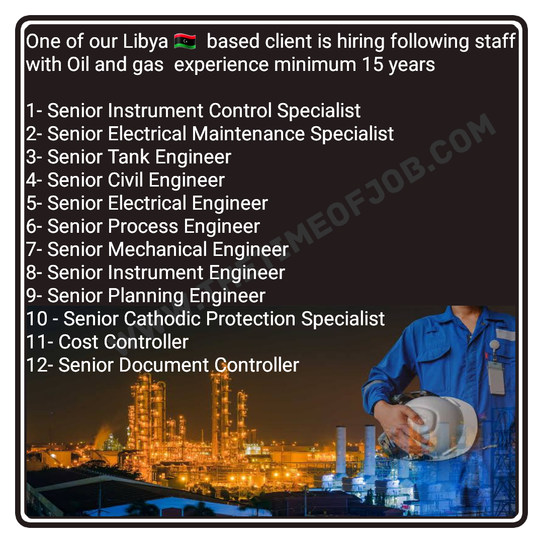 Sr. Electrical, Mechanical, Instrument, Civil, Tank & Planning Engineer Jobs