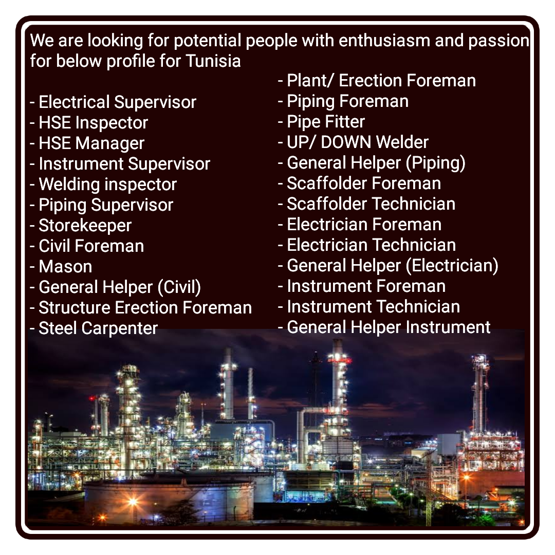 Electrical, Instrument, Mechanical, Piping, Welding & HSE Foreman & Technician Jobs