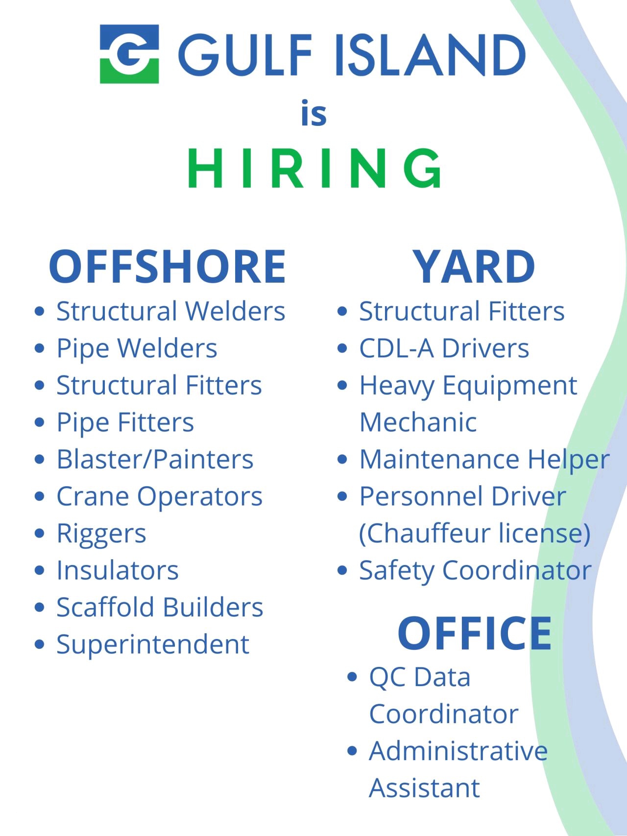 Multiple Offshore, Yard & Office Jobs