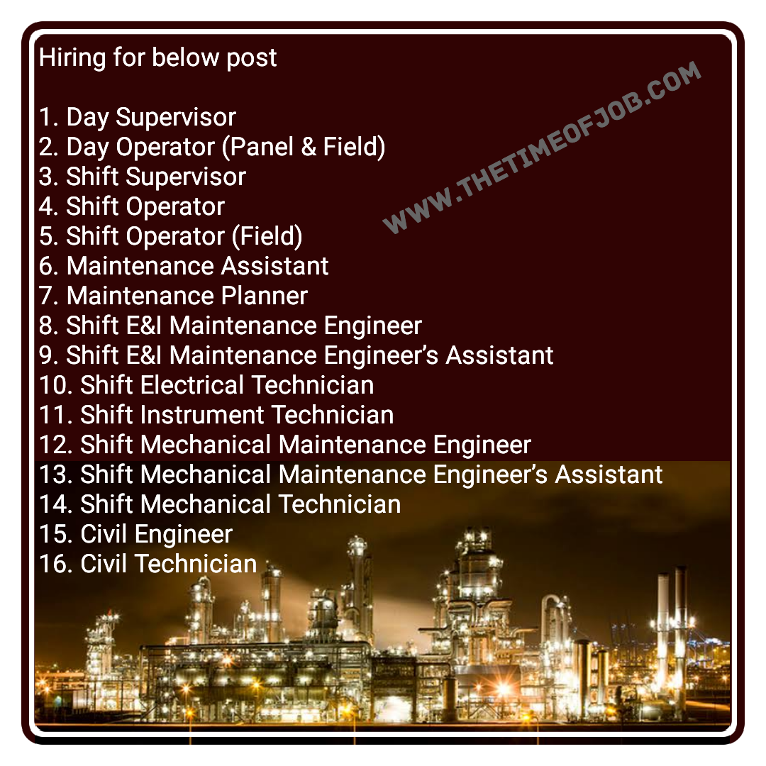 Electrical, Instrument, Mechanical Maintenance Technician & Shift Operator Jobs