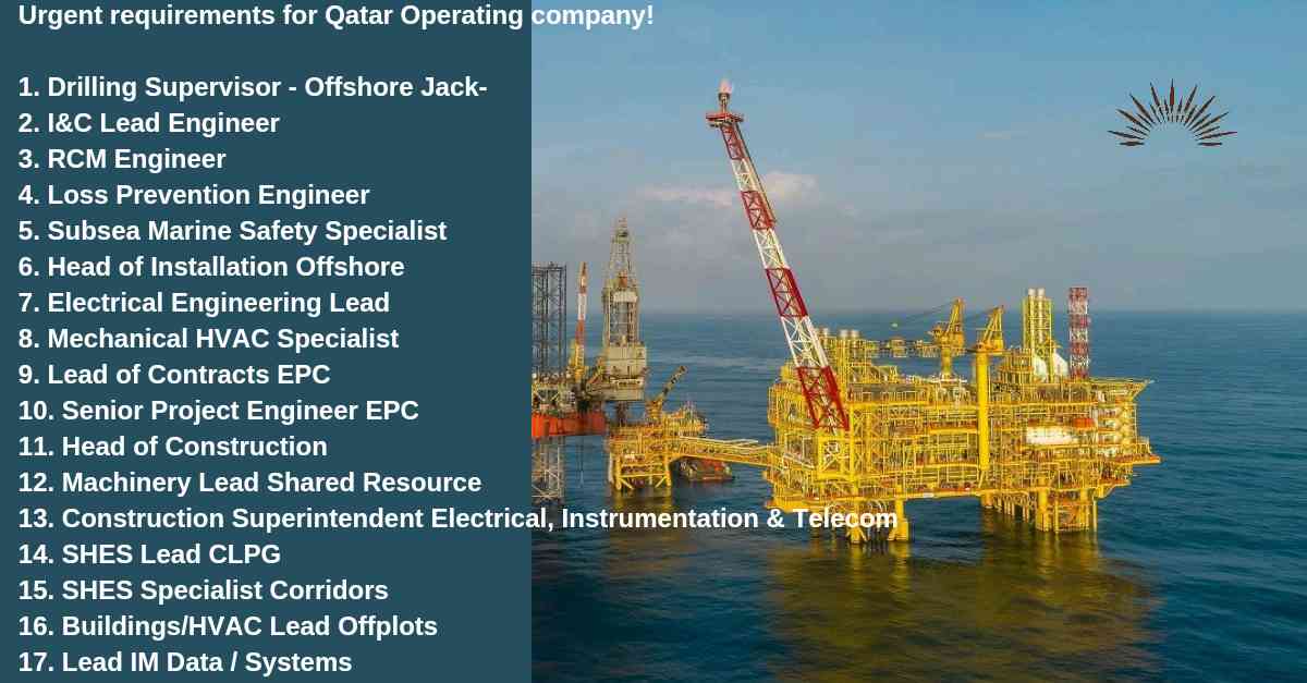 Electrical, Mechanical, Instrument, HSE & Drilling Supervisor Jobs