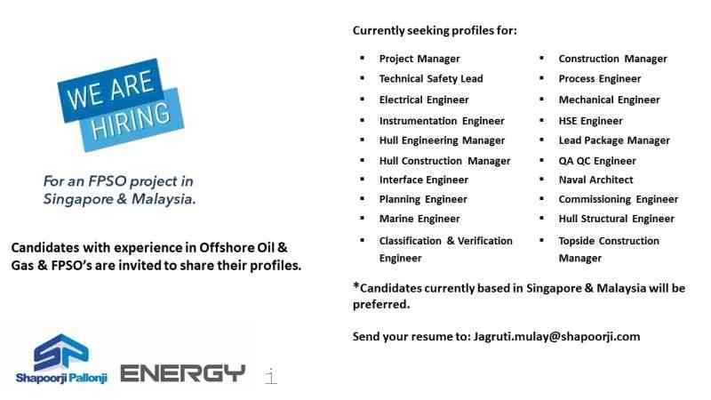 Multiple FPSO Project Jobs, Singapore & Malaysia