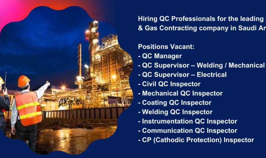 Mechanical, Electrical, Instrument, Coating, Welding and Communication QC Inspector Jobs