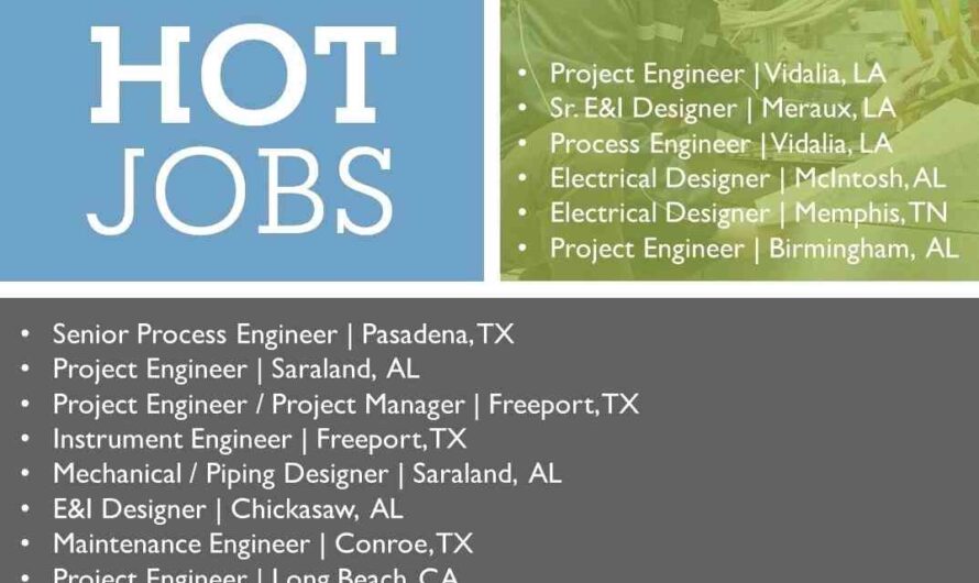 Electrical, Mechanical, Instrument, Piping, Process and Project Engineer Jobs
