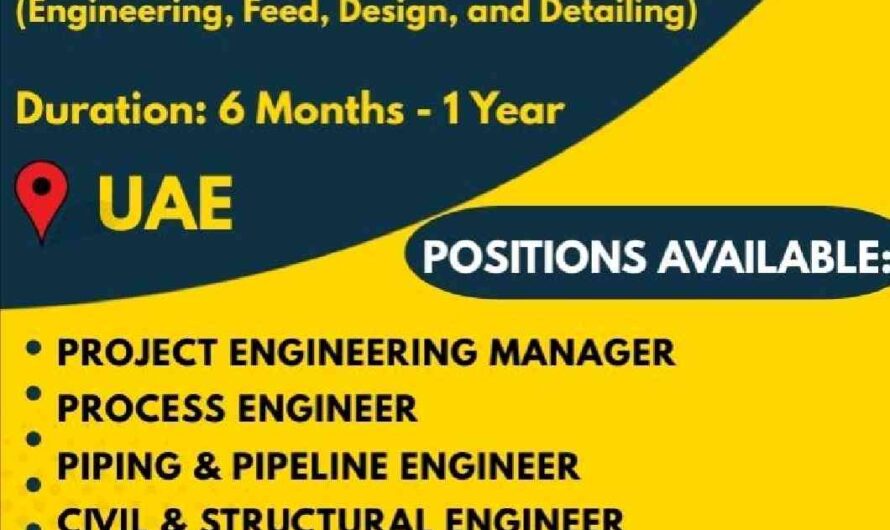 Piping, Electrical, Instrument, Mechanical, HSE, Civil and Structural Engineer Jobs