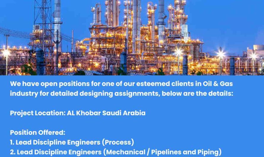 Lead Engineer Electrical, Instrument, Mechanical, Process and Piping Jobs