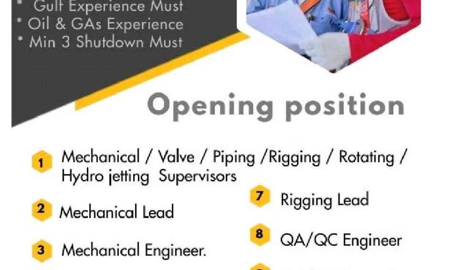 Mechanical, Piping, Planning, HSE and QAQC Engineer Jobs