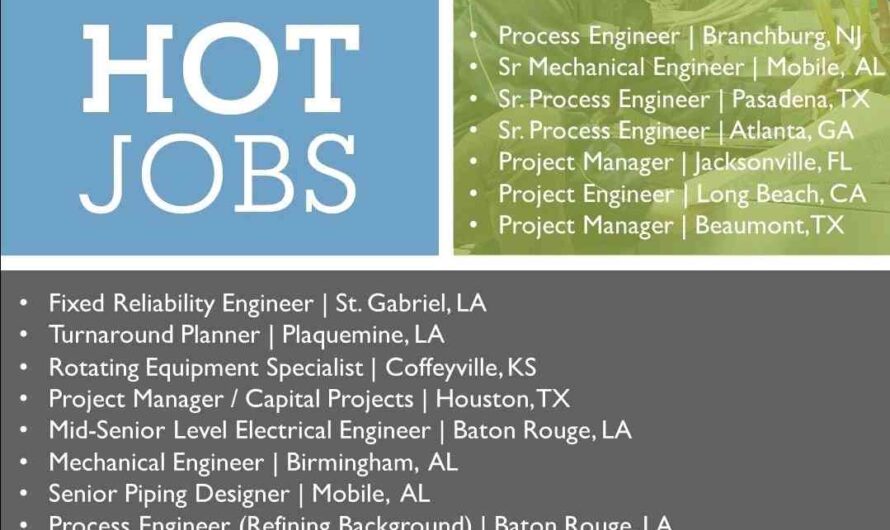 Mechanical, Process, Piping and Project Engineer Jobs