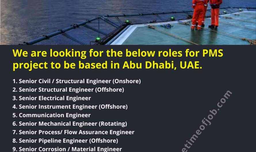 Electrical, Instrument, Mechanical, Pipeline, Corrosion, Civil and Structural Engineer Jobs