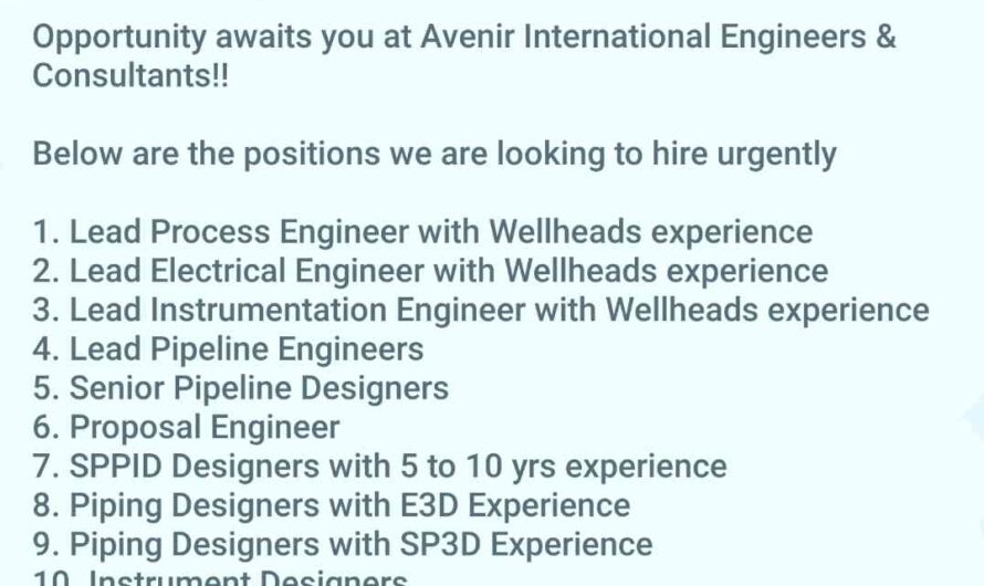 Lead and Senior Process, Electrical, Instrumentation and Piping Engineers and Designer Jobs