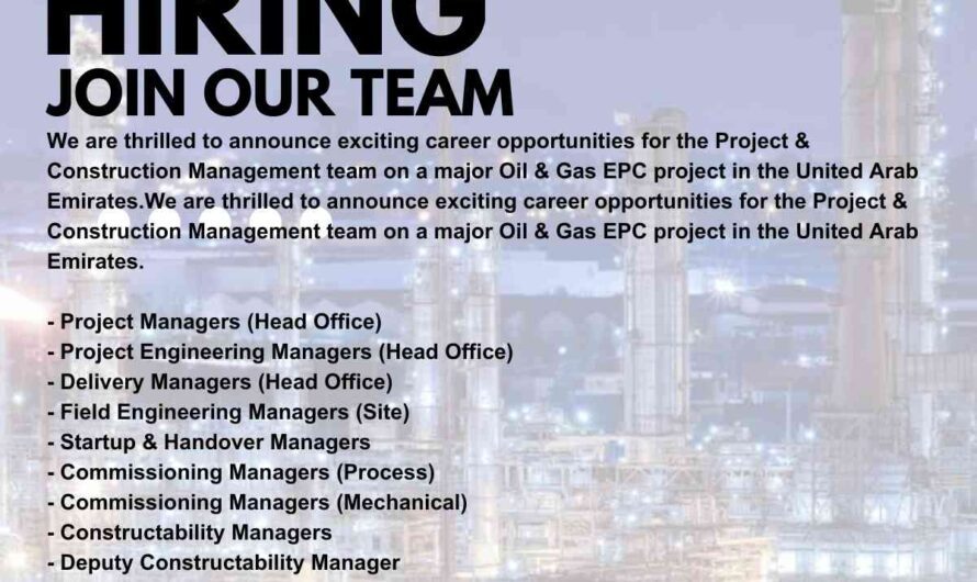 Oil & Gas EPC Project & Construction Management Jobs